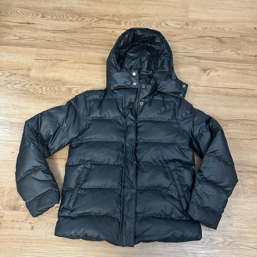 Brooks Brothers Womens Black Puffer Hooded Jacket XS Down Filled Winter Warm